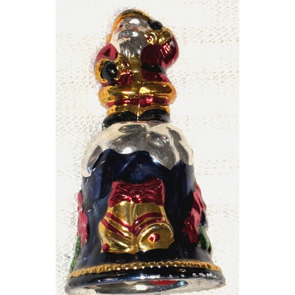 Mercury Glass Santa Christmas Bell Santa Claus 6" - Picture 1 of 4